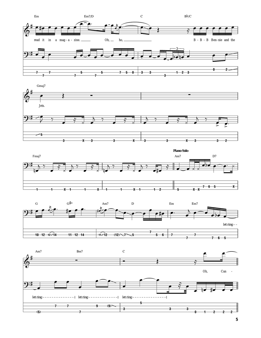Bennie And The Jets Acoustic Guitar scores gallery preview page 5
