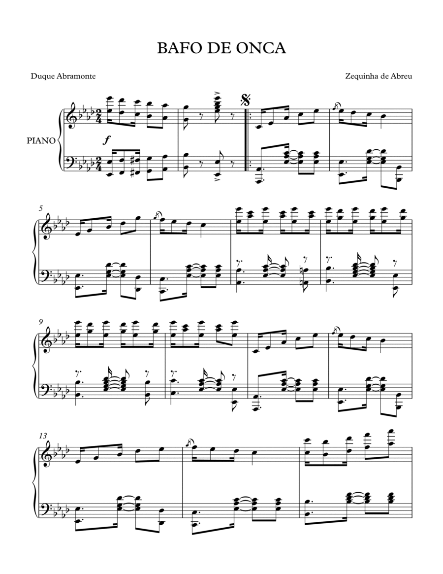 BAFO DA ONCA BAFO DA ONCA Piano Solo scores gallery preview page 1