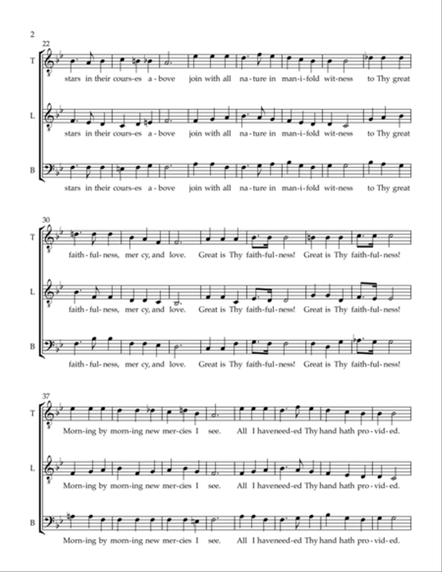 Great is Thy Faithfulness TTBB scores gallery preview page 2