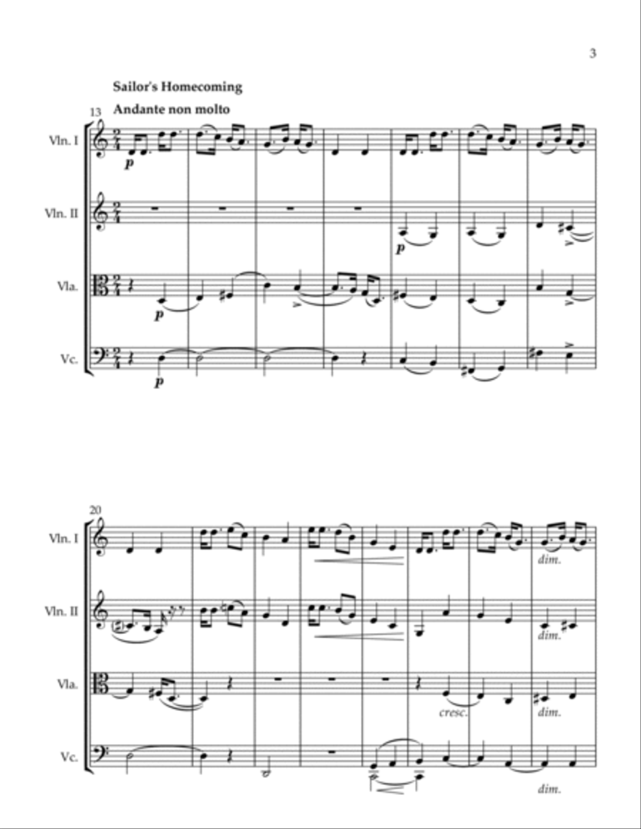 3 Quartets Almost Innocent Sailors' Homecoming At the Doboz Inn String Quartet scores gallery preview page 3