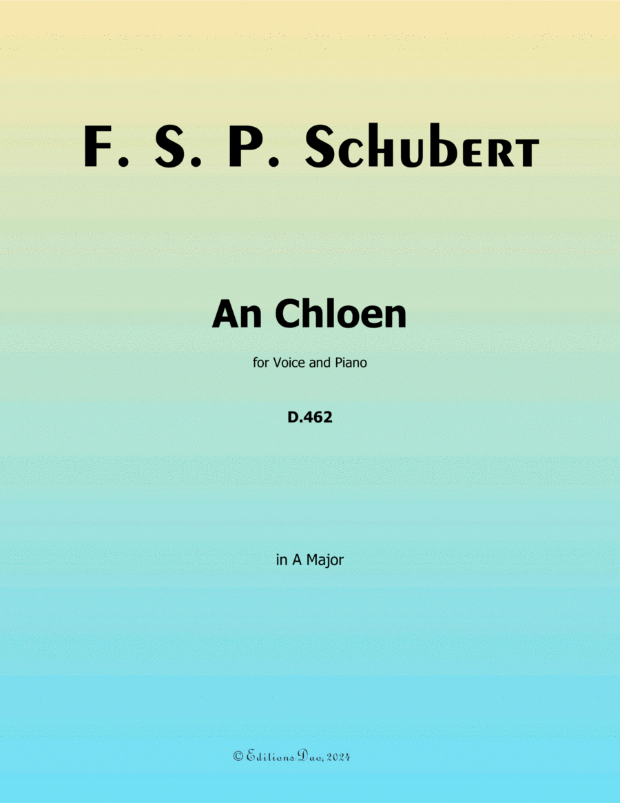 An Chloen, by Schubert, in A Major Voice scores gallery preview page 1