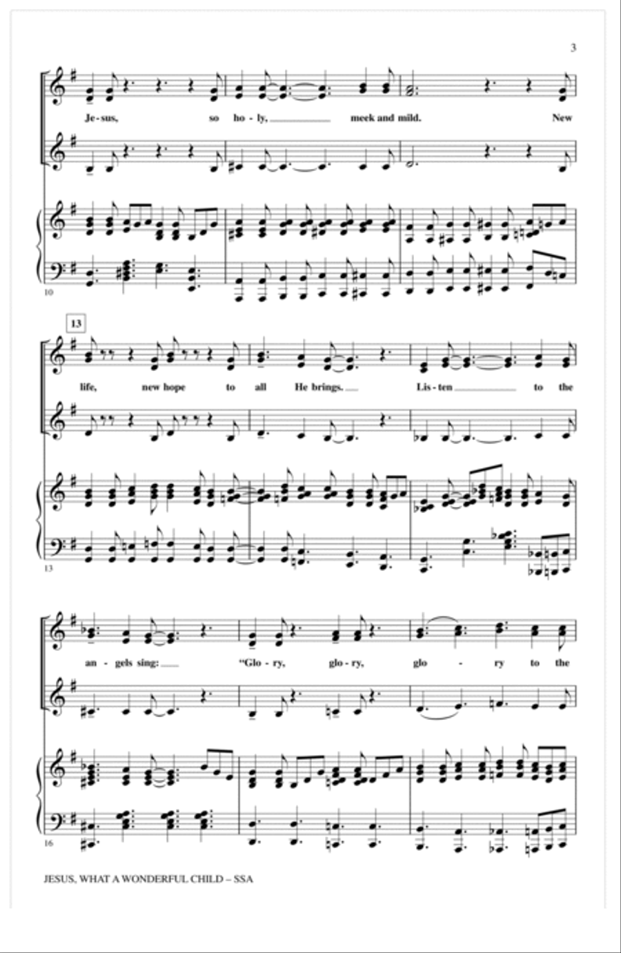 Jesus, What A Wonderful Child SSA scores gallery preview page 2