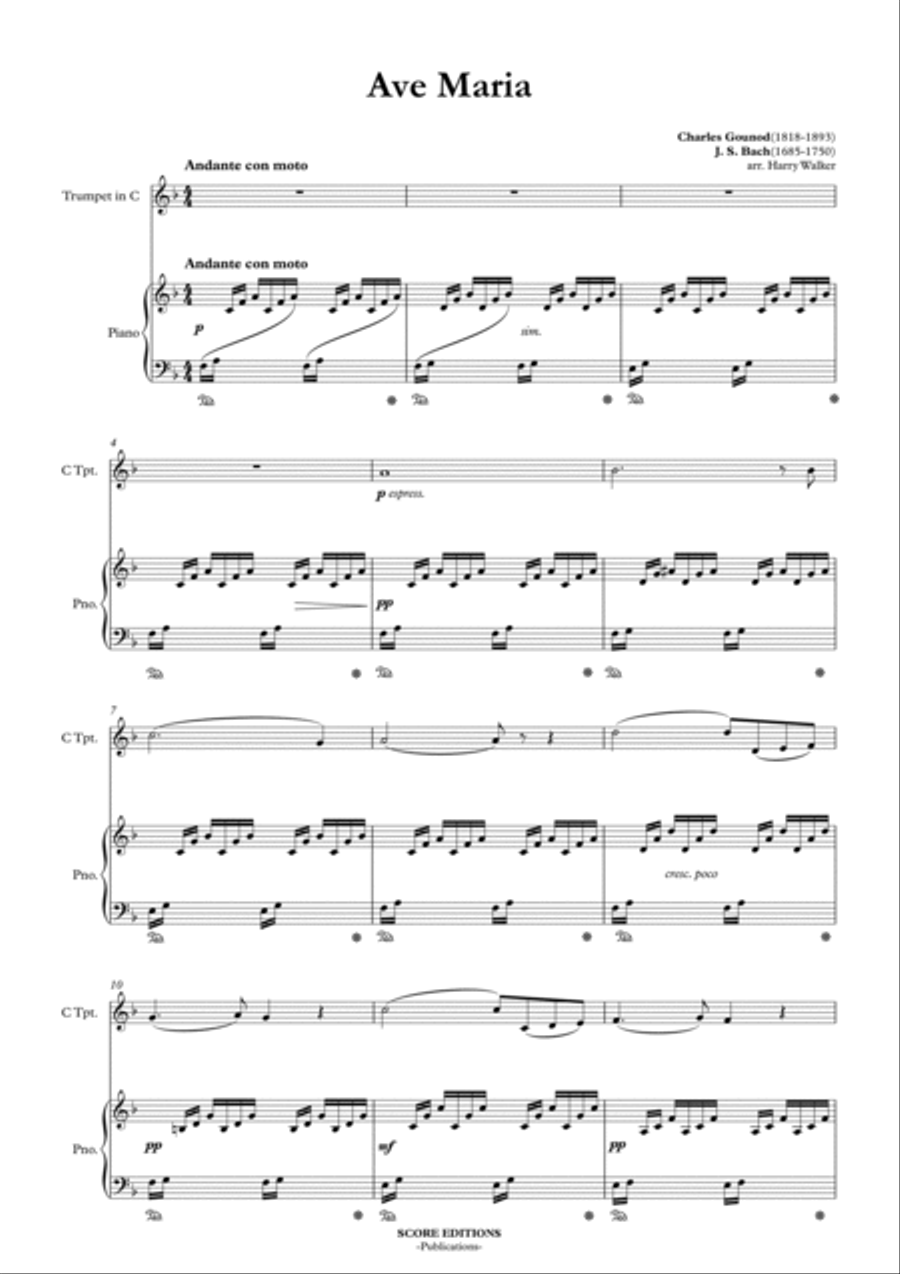 Gounod / Bach: Ave Maria (for Trumpet in C and Piano) C Trumpet scores gallery preview page 3