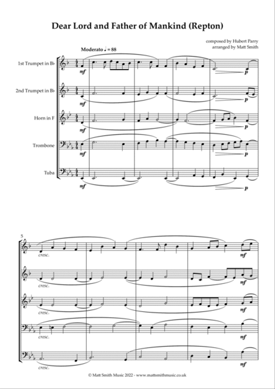 Dear Lord and Father of Mankind (Repton) - BRASS QUINTET Brass Quintet scores gallery preview page 6