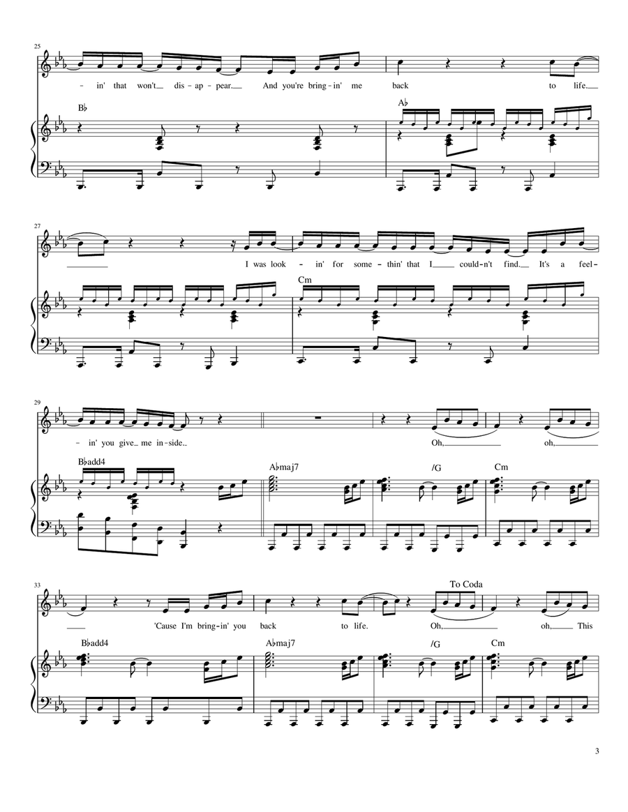 Back To Life Piano, Vocal scores gallery preview page 3