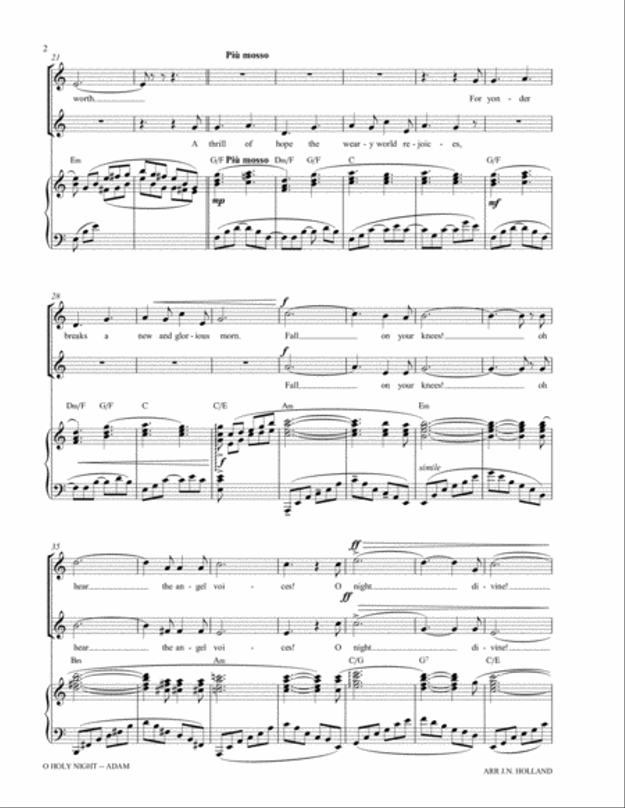 O Holy Night (Cantique de Noel) Adolphe Adam for SA Chorus SA scores gallery preview page 4