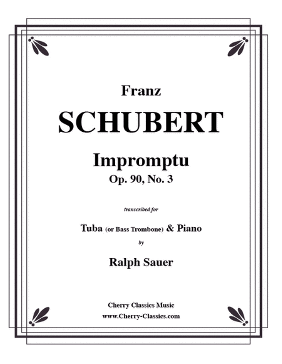 Impromptu, Opus 90, No. 3 for Tuba or Bass Trombone & Piano Trombone scores gallery preview page 1