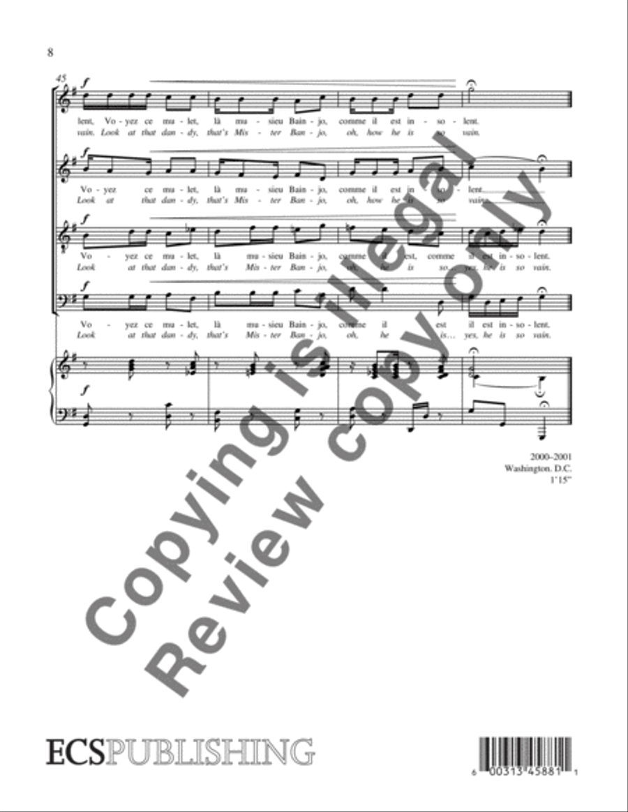 Four Louisiana Creole Folk Songs: 2. Musieu Bainjo 4-Part scores gallery preview page 6