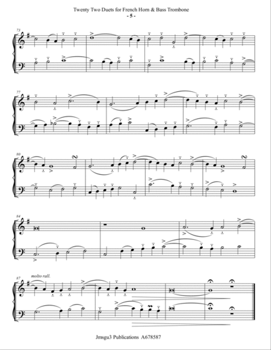 Josquin: 22 Duets for French Horn & Bass Trombone Brass Duet scores gallery preview page 5