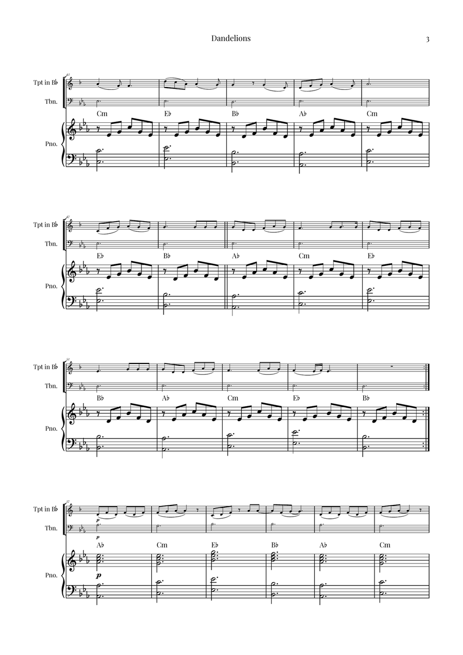 Dandelions Brass Duet scores gallery preview page 3