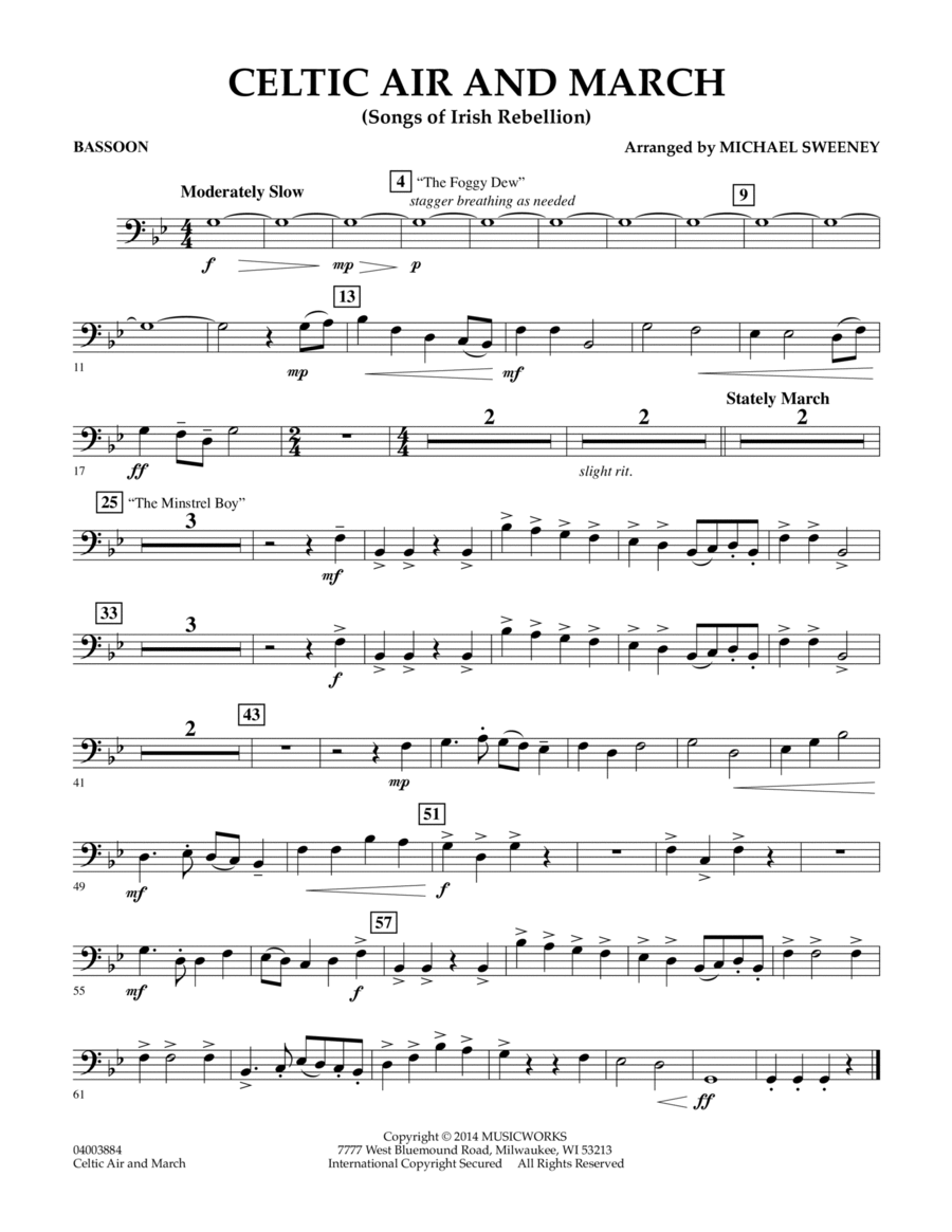 Celtic Air and March (Songs of Irish Rebellion) - Bassoon Concert Band scores gallery preview page 1