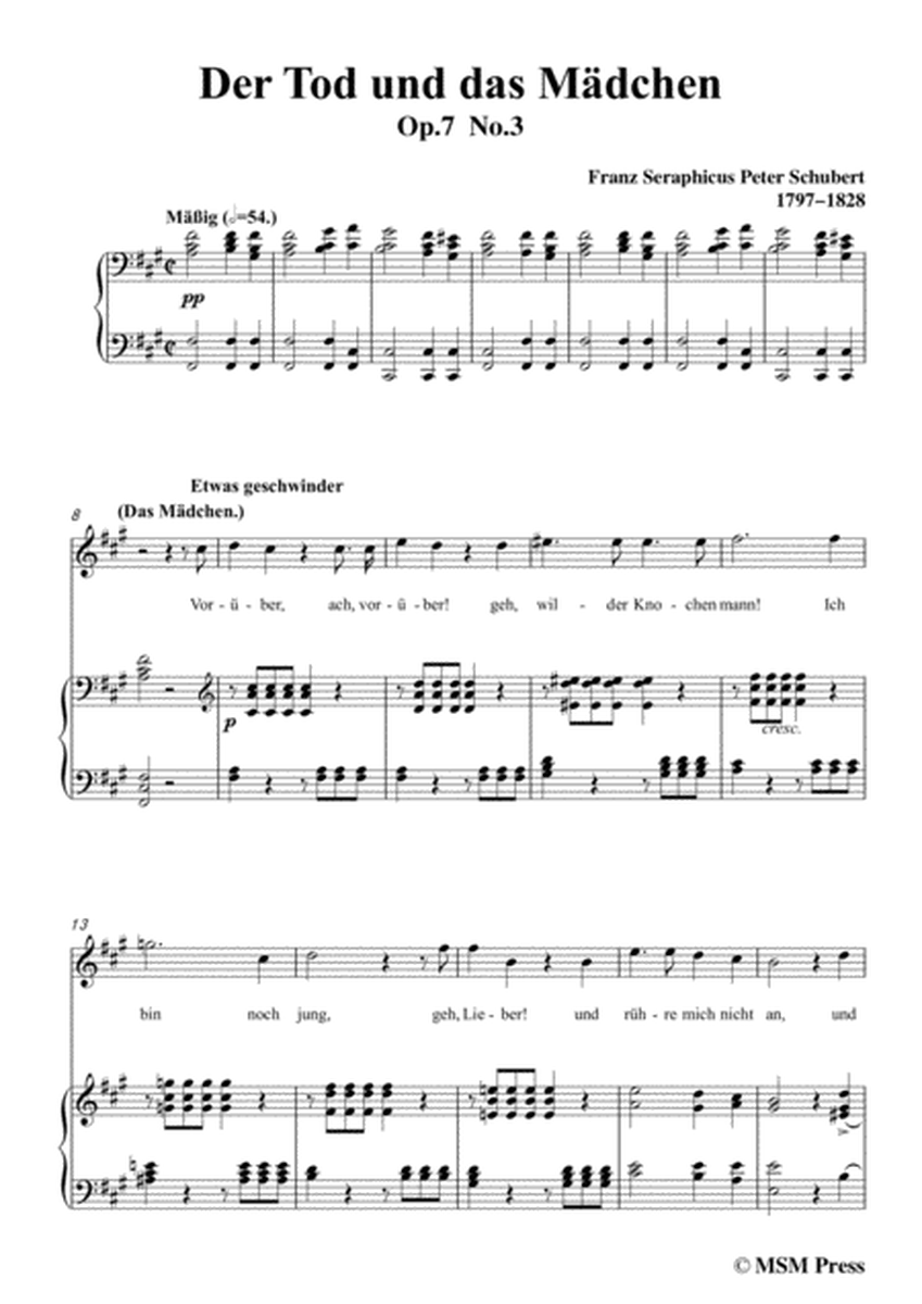 Schubert-Der Tod und das Mädchen,Op.7 No.3,in f sharp minor,for Voice&Piano image number null