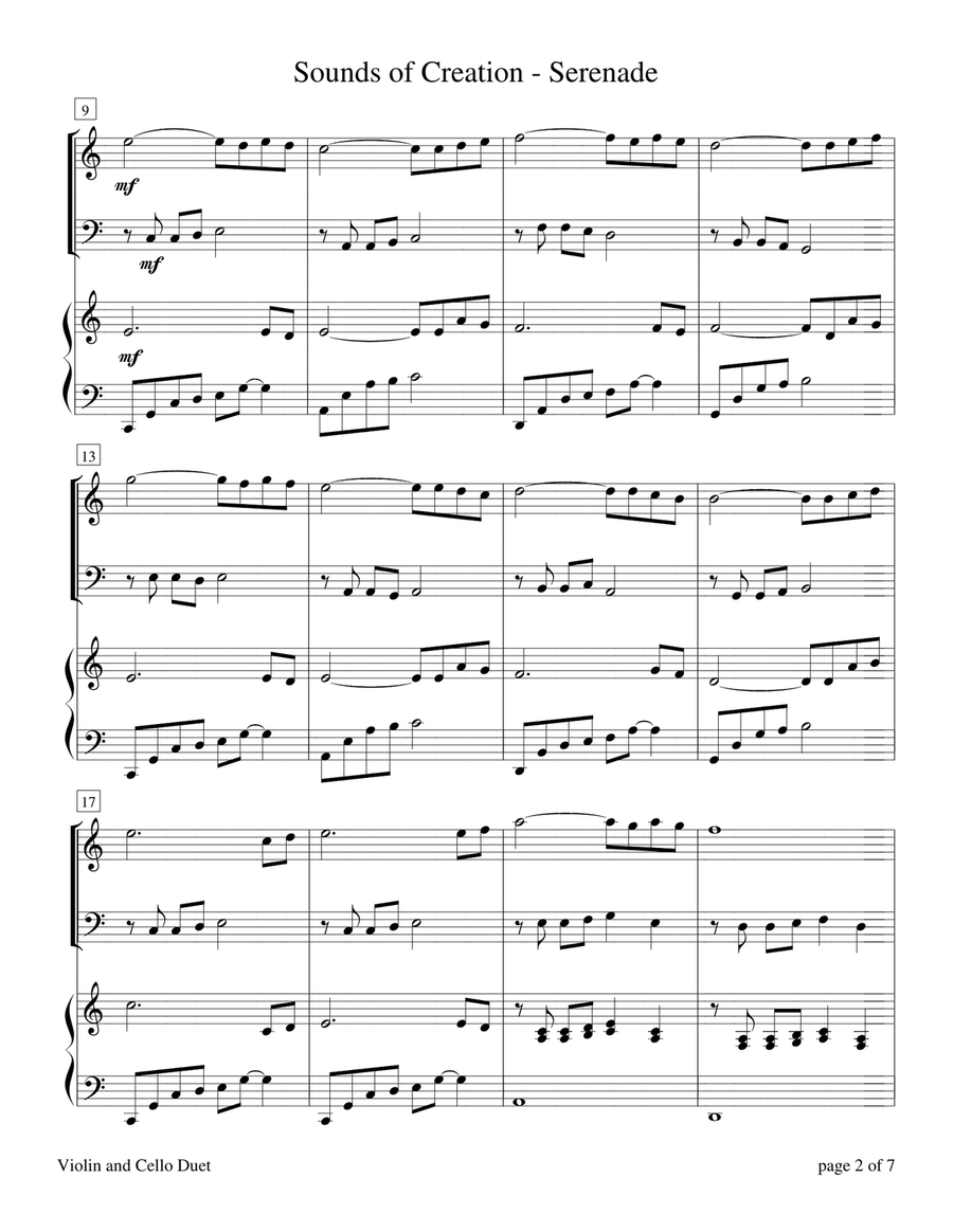 Sounds of Creation: Serenade (Violin and Cello Duet with Piano Accompaniment) Piano Trio scores gallery preview page 6