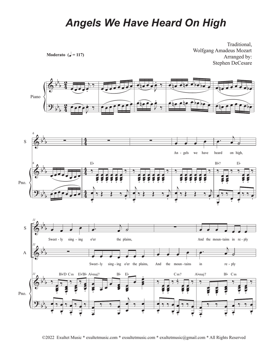 Angels We Have Heard On High (Duet for Soprano and Alto solo) Alto Voice scores gallery preview page 1