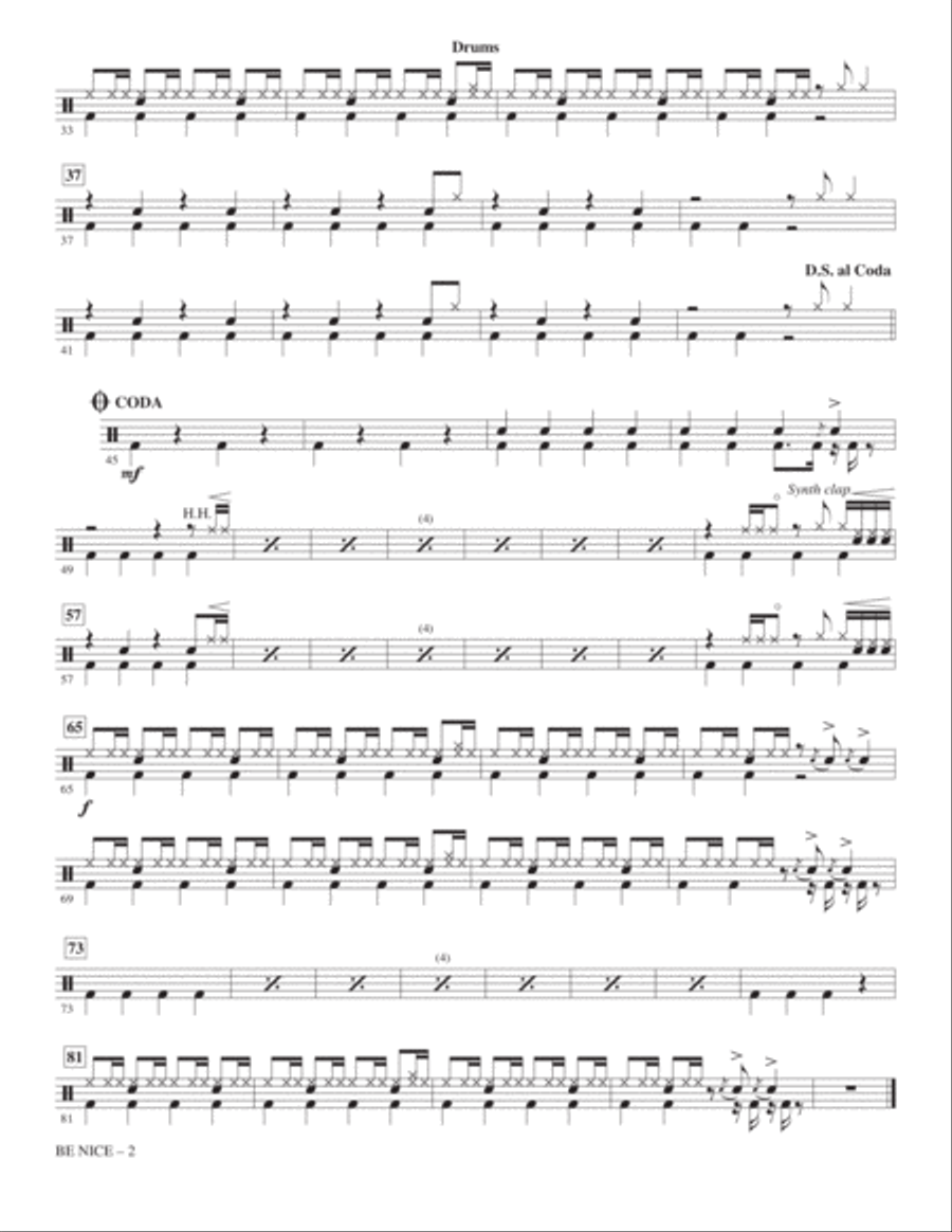 Be Nice (feat. Snoop Dogg) (arr. Alan Billingsley) - Drums Choir scores gallery preview page 2