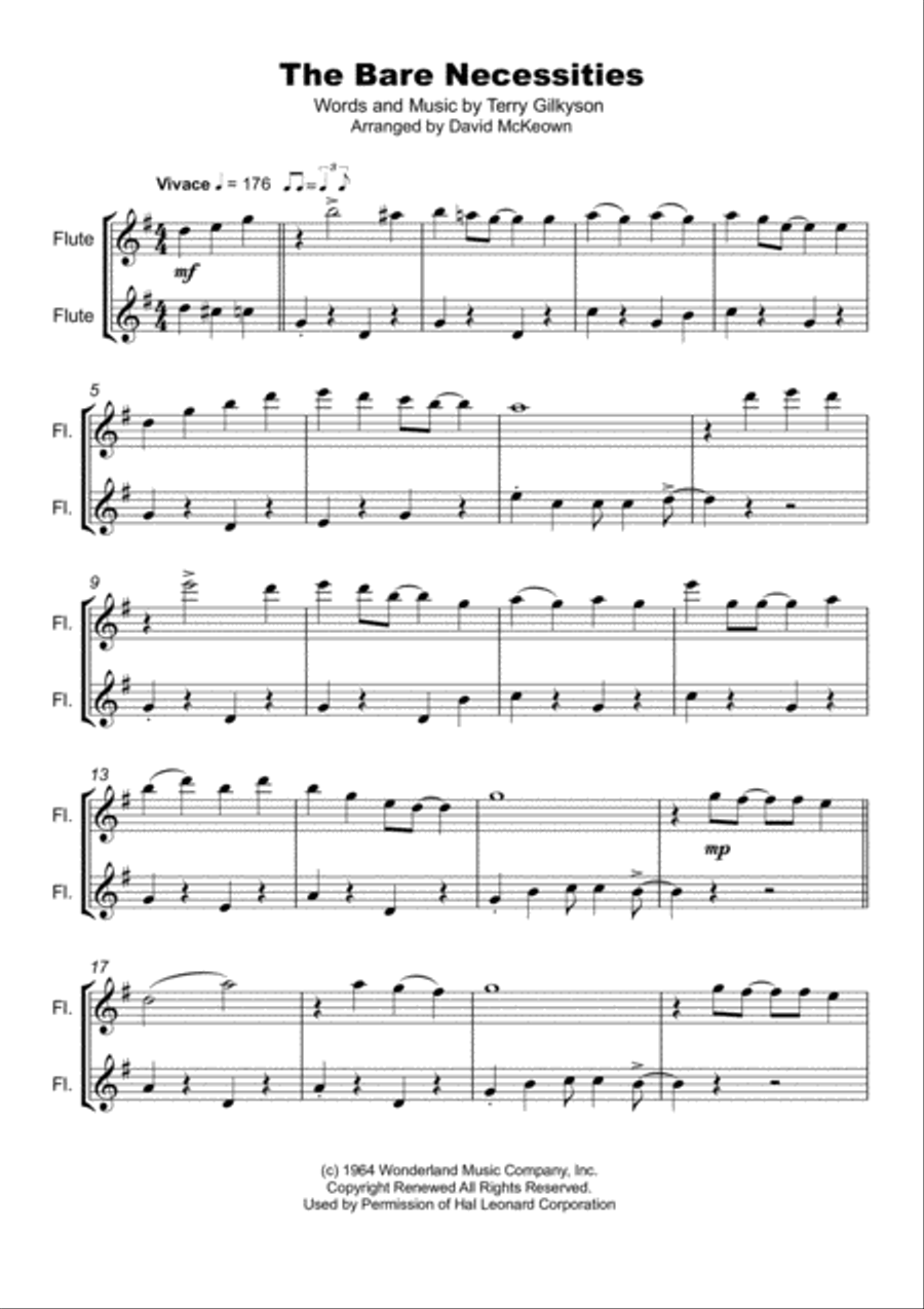 The Bare Necessities from THE JUNGLE BOOK Flute Duet scores gallery preview page 2