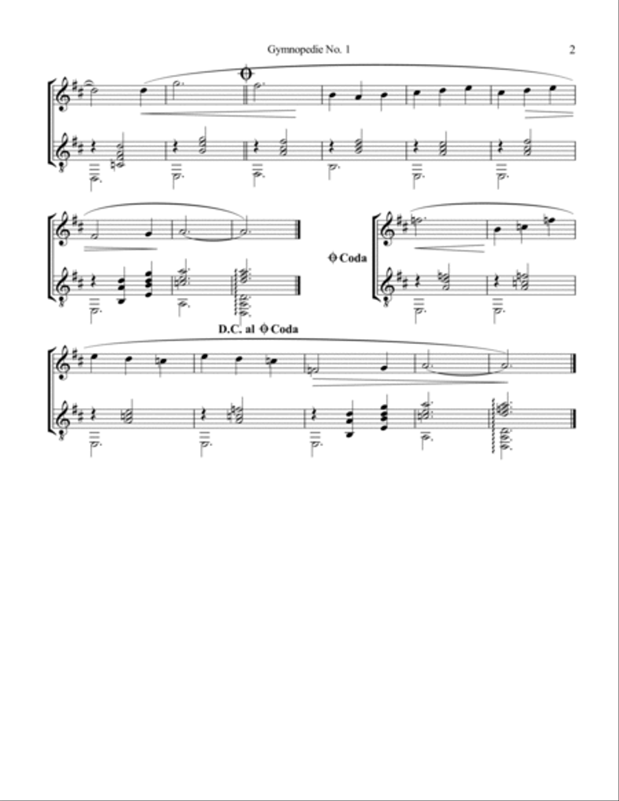 Gymnopedie (1,2,3) for violin or flute and guitar Flute scores gallery preview page 3