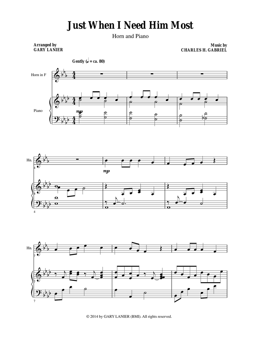 6 BEAUTIFUL HYMNS, Set III & IV (Duets - Horn in F and Piano with Parts) Brass Duet scores gallery preview page 3