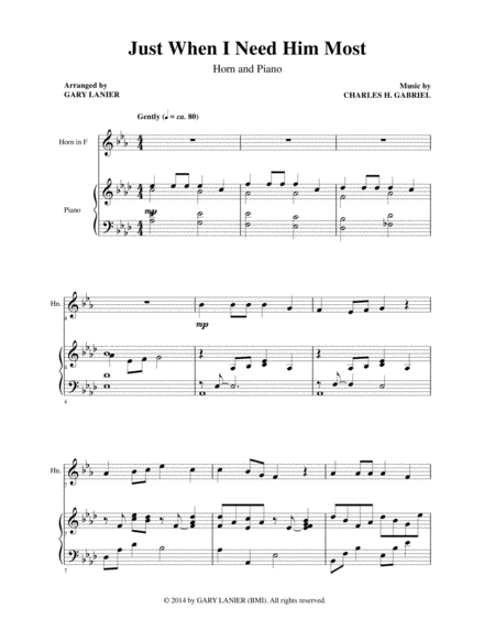 6 BEAUTIFUL HYMNS, Set III & IV (Duets - Horn in F and Piano with Parts) image number null