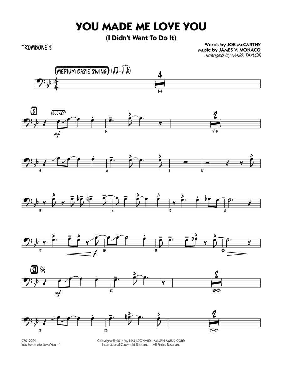 You Made Me Love You (I Didn't Want to Do It) - Trombone 2