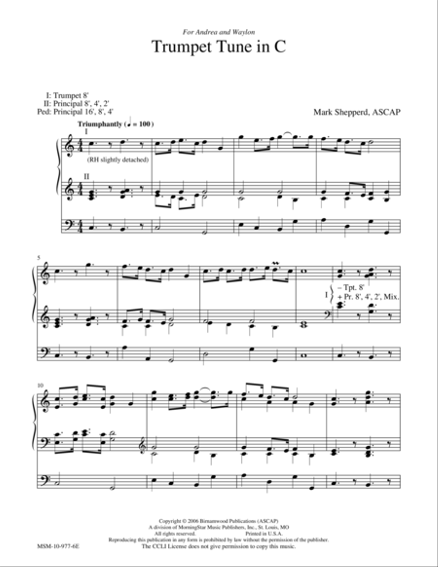 Trumpet Tune in C Trumpet Tune in C Trumpet scores gallery preview page 1
