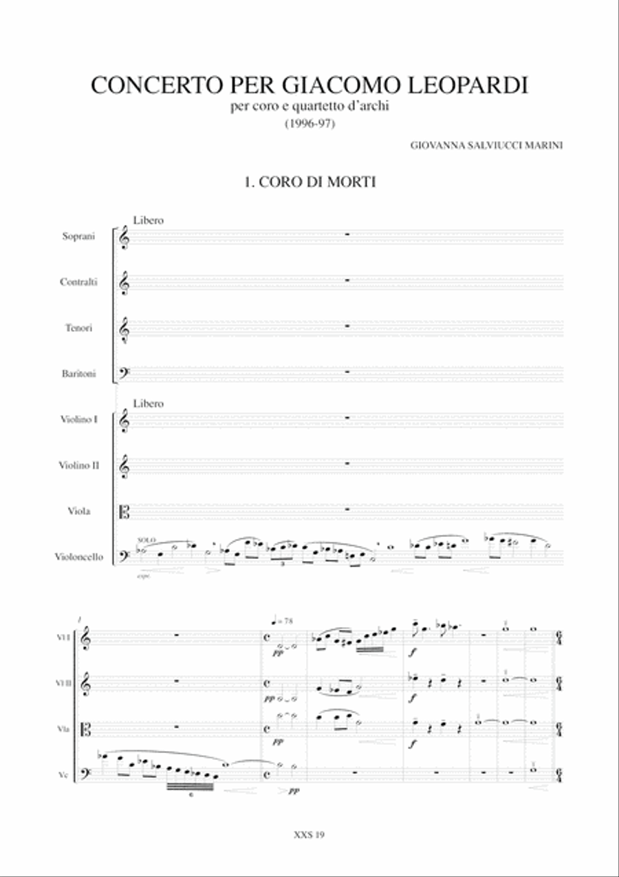 Concerto for Giacomo Leopardi for Choir and String Quartet (1996-97) Choir scores gallery preview page 2