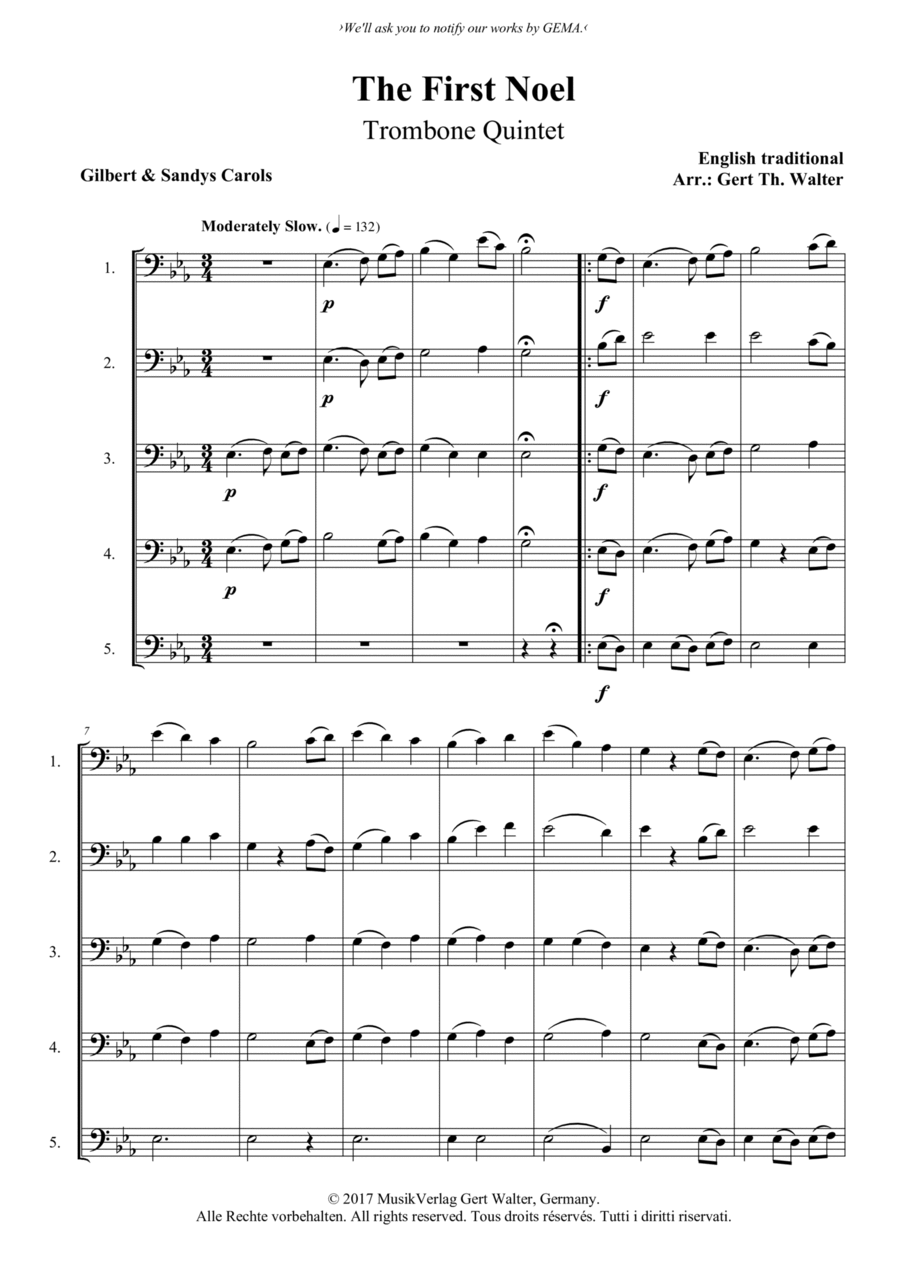 The First Noel Trombone Solo scores gallery preview page 1