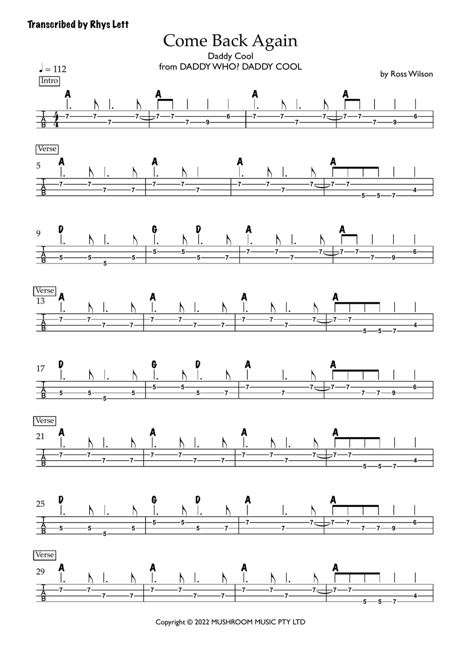 Come Back Again Come Back Again Acoustic Guitar scores gallery preview page 1