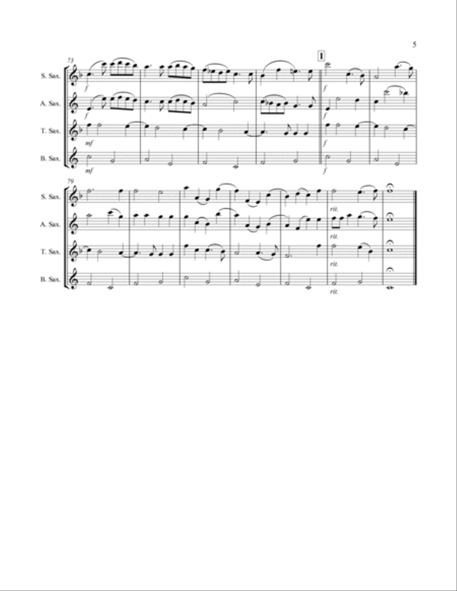 Pachelbel - Canon in D Major (for Saxophone Quartet SATB) Saxophone Quartet scores gallery preview page 6