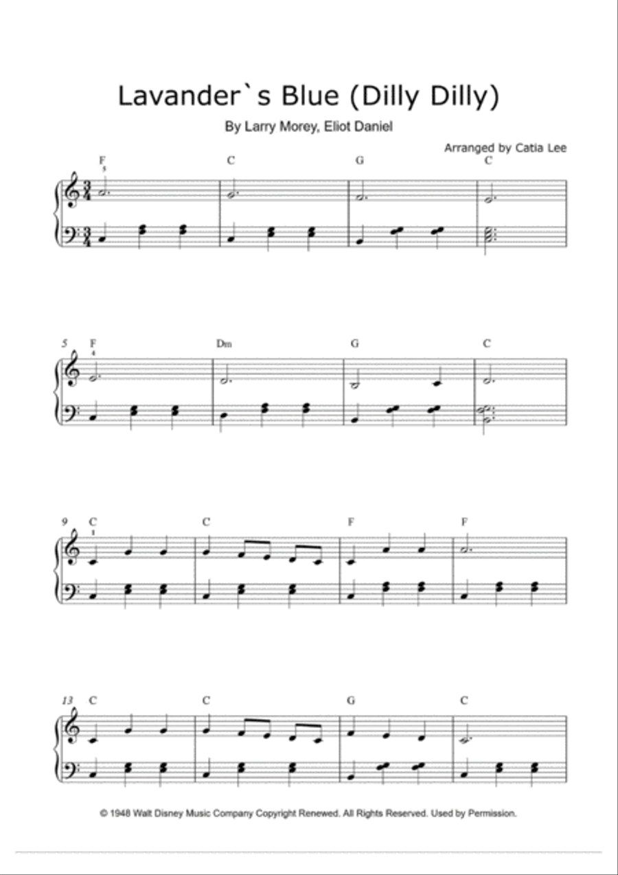 Lavender Blue (dilly Dilly) Piano Solo scores gallery preview page 2