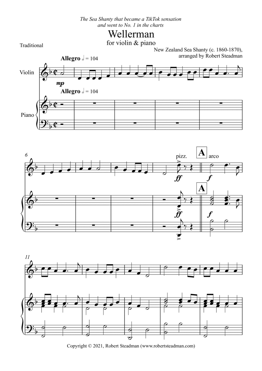 Wellerman (Violin & Piano) Violin Solo scores gallery preview page 1