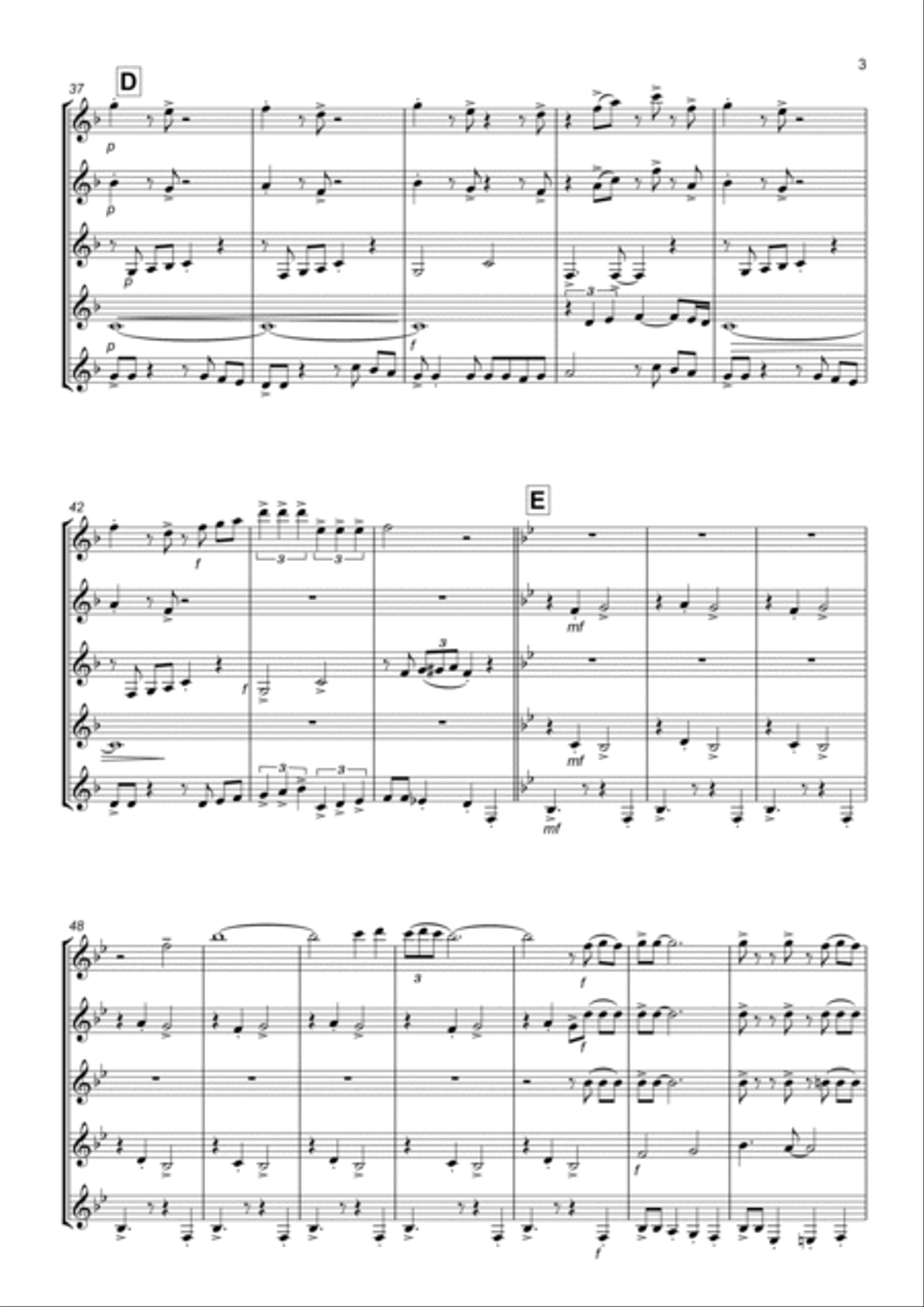 The Continental for Clarinet Quintet Clarinet Quintet scores gallery preview page 3