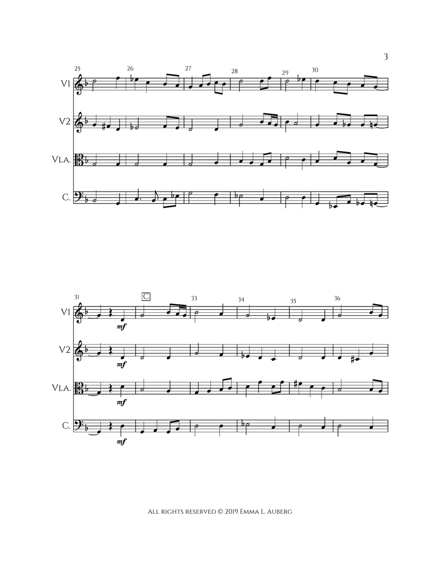 Amazing Grace in D Minor String Quartet scores gallery preview page 3