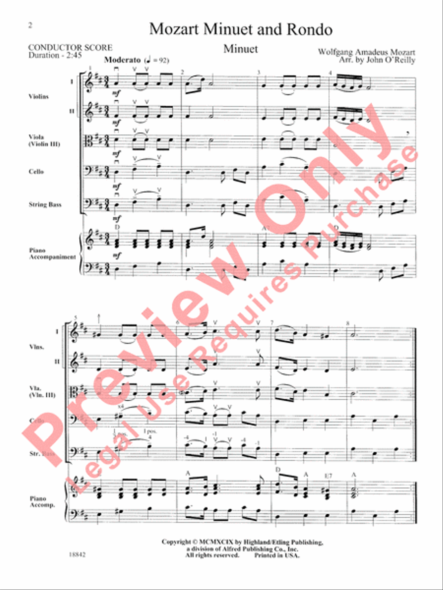 Mozart Minuet and Rondo String Orchestra scores gallery preview page 3