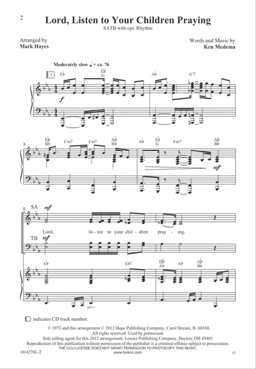 Lord, Listen to Your Children Praying 4-Part scores gallery preview page 3