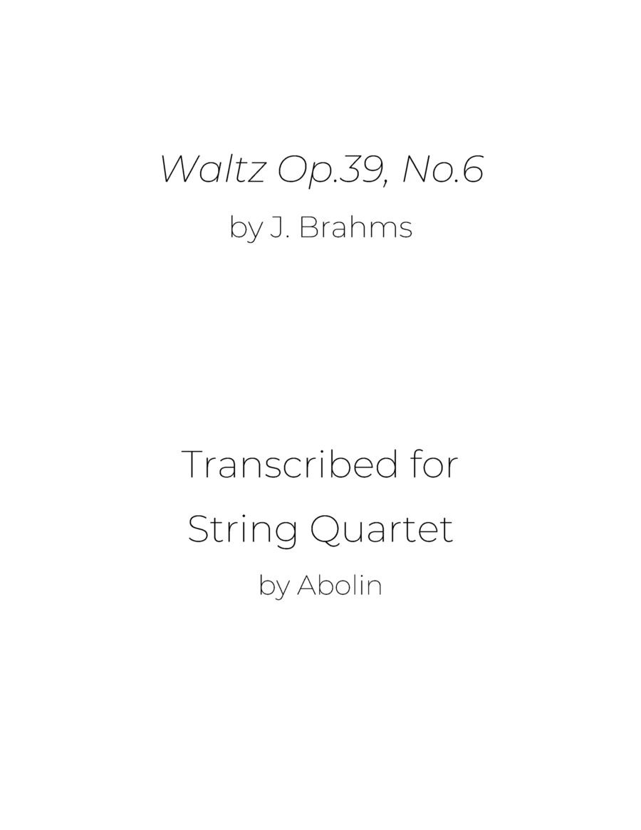Brahms: Waltz Op.39, No.6 - String Quartet image number null