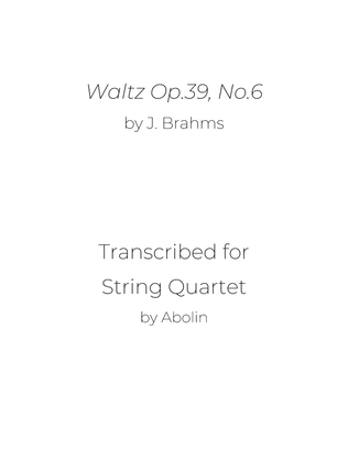Book cover for Brahms: Waltz Op.39, No.6 - String Quartet