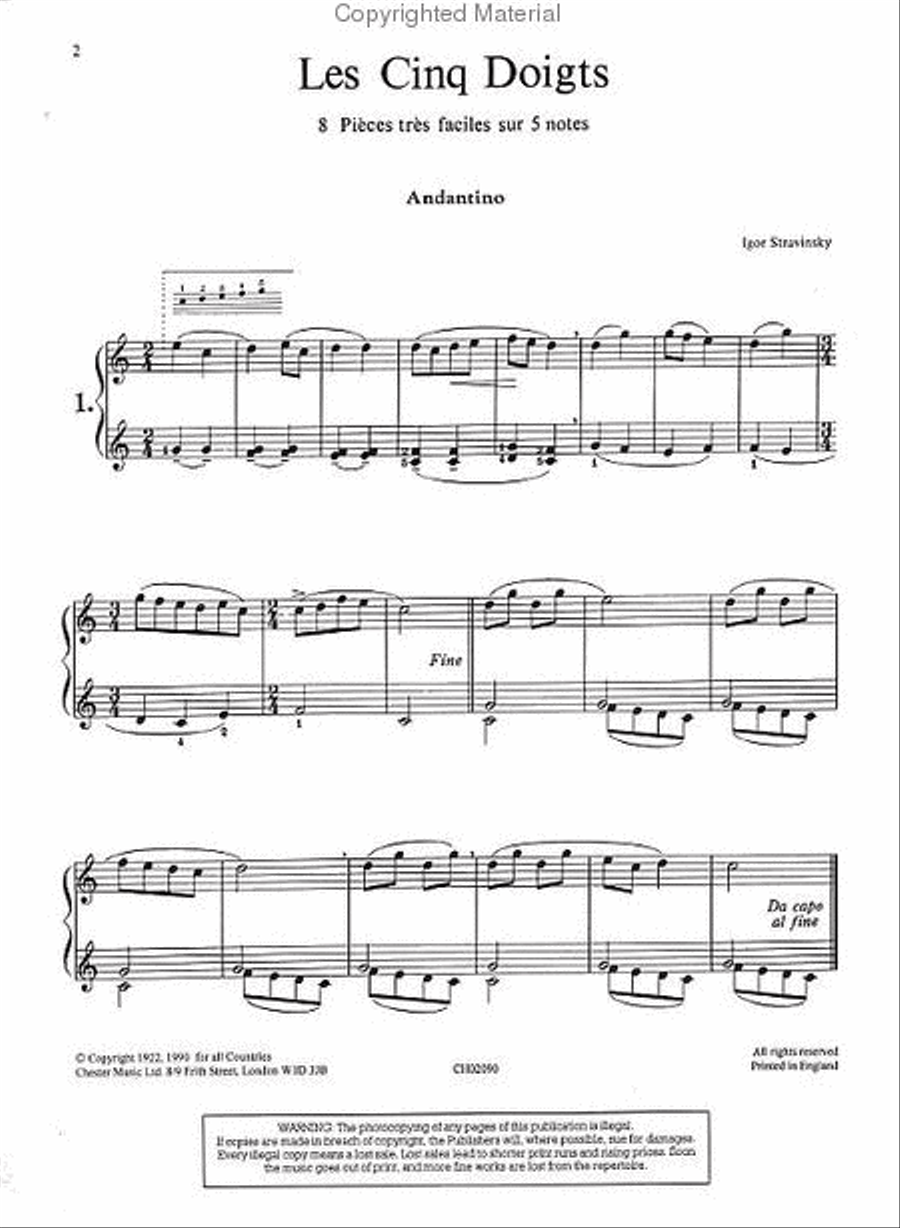 Les Cinq Doigts Piano Solo scores gallery preview page 2