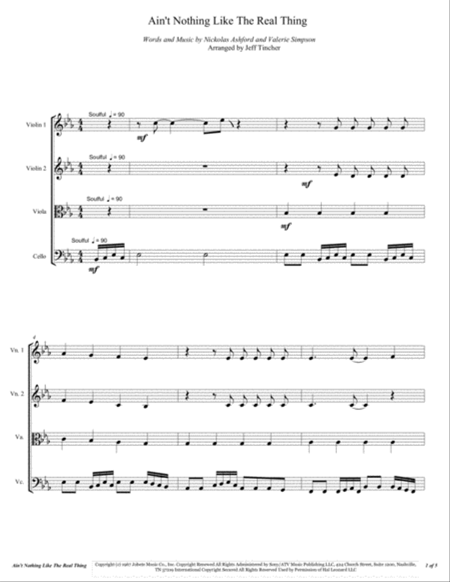 Ain't Nothing Like The Real Thing String Quartet scores gallery preview page 2