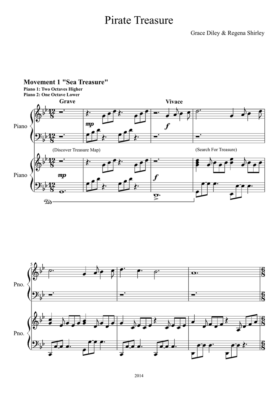 Pirate Treasure Easy Piano scores gallery preview page 1