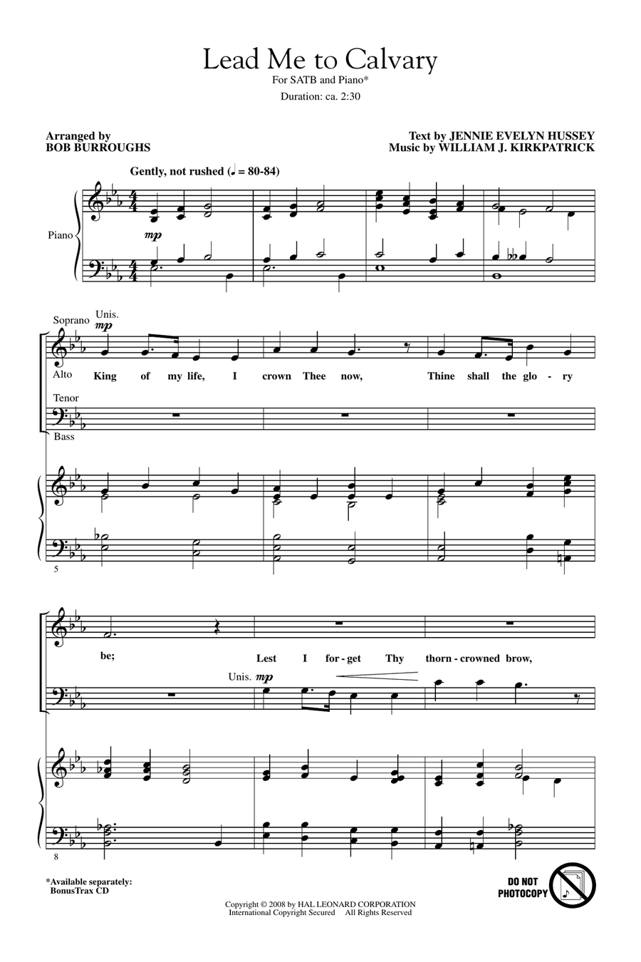 Lead Me To Calvary by Bob Burroughs 4-Part - Digital Sheet Music
