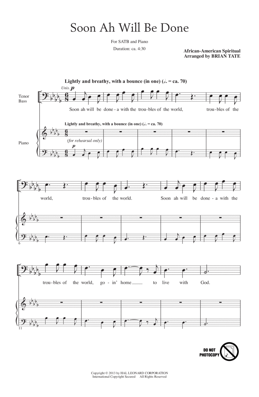 Soon Ah Will Be Done Soon Ah Will Be Done 4-Part scores gallery preview page 1
