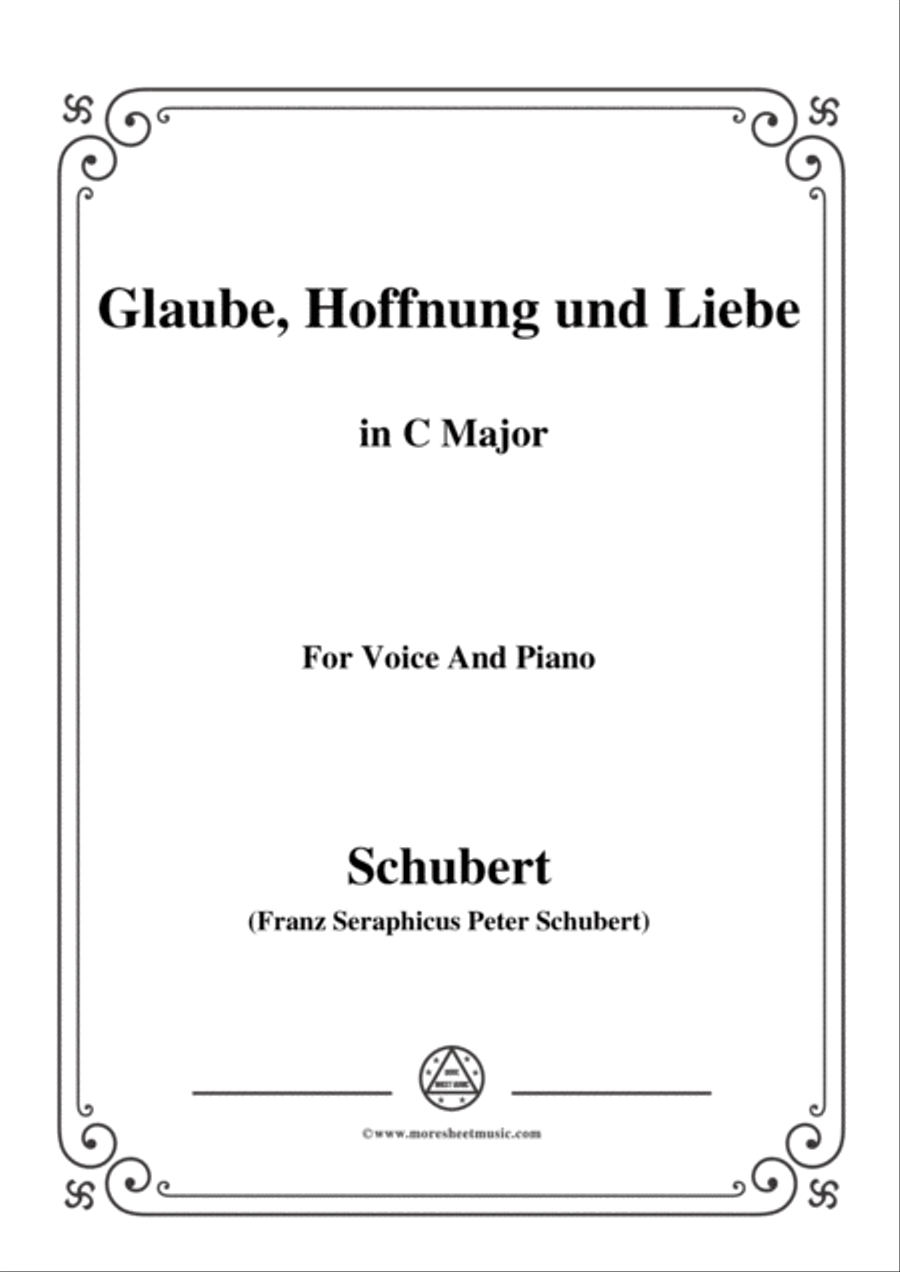 Schubert-Glaube,Hoffnung und Liebe,Op.97,in C Major,for Voice&Piano Voice scores gallery preview page 1