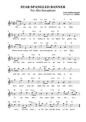 Star Spangled Banner - Alto Saxophone with Chords