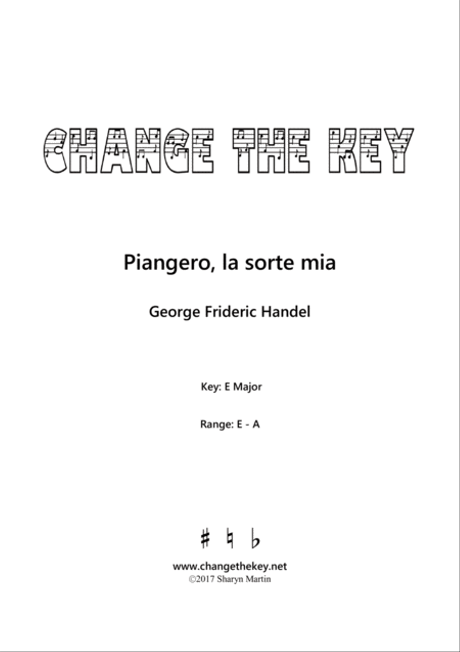 Piangero, la sorte mia - E Major Voice Solo scores gallery preview page 1