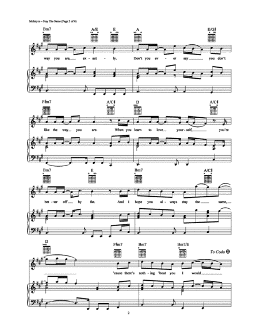 Stay the Same Piano, Vocal, Guitar scores gallery preview page 2