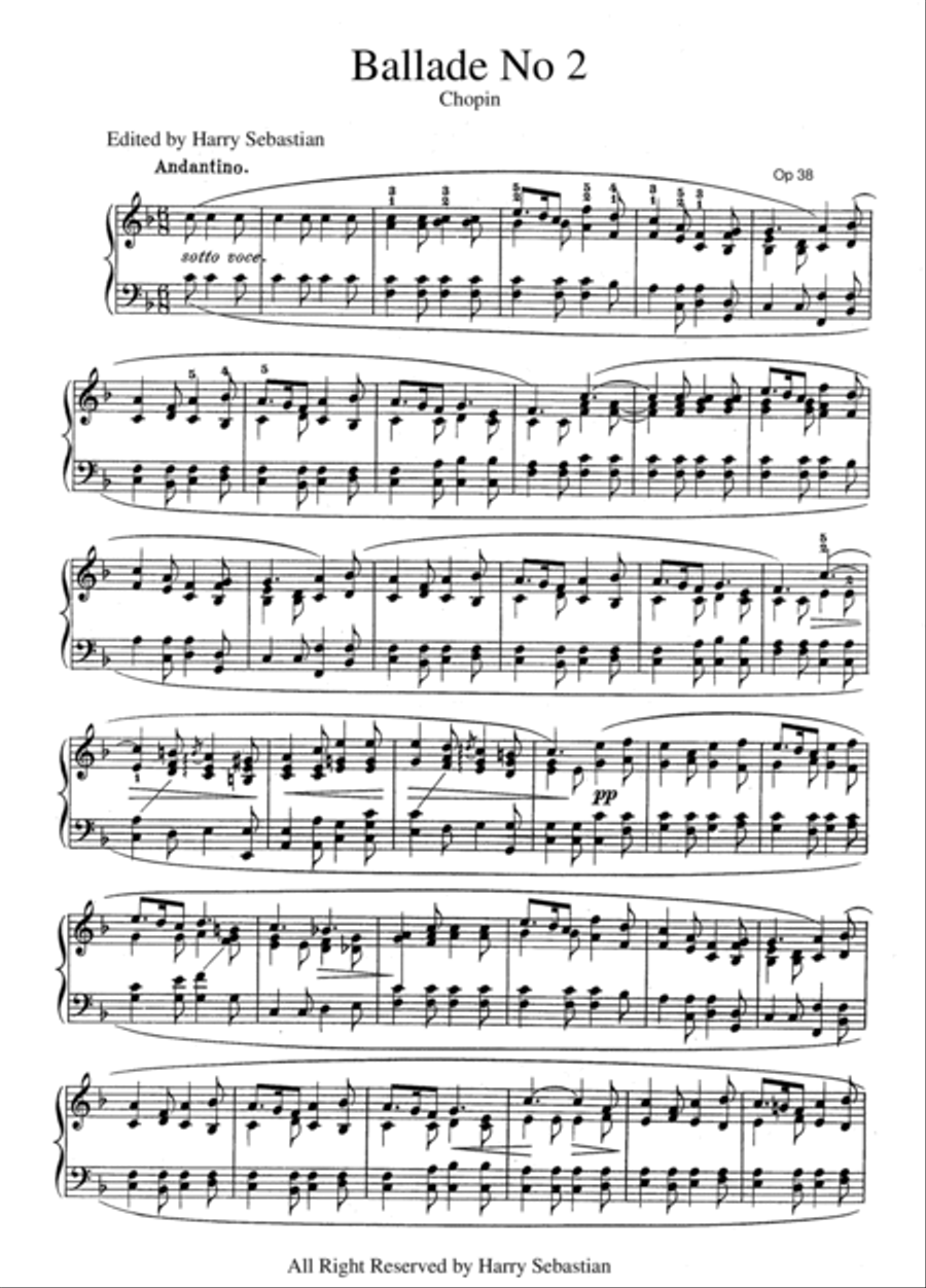 Chopin - Ballade No.2 in F major, op.38 Piano Solo scores gallery preview page 2