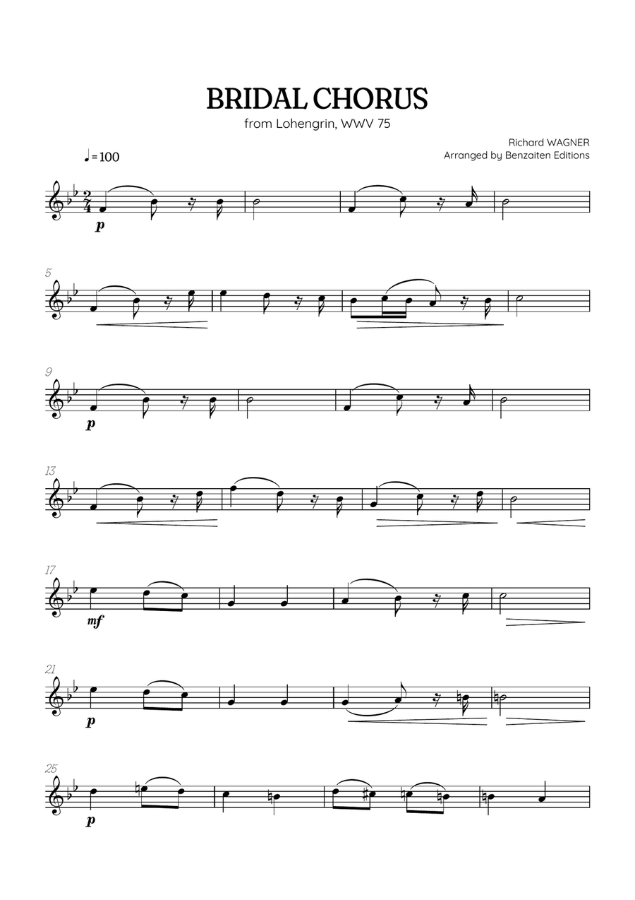 Wagner • Here Comes the Bride (Bridal Chorus) from Lohengrin violin