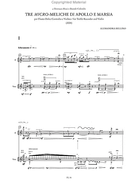 Tre Micro-meliche di Apollo e Marsia for Treble Recorder and Violin (2008)