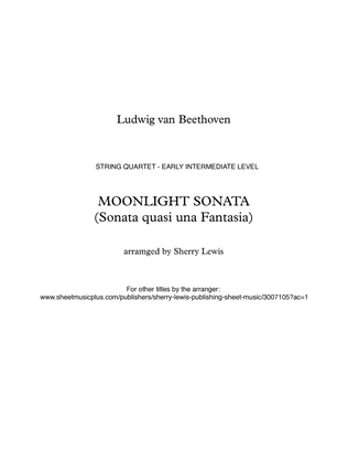 Book cover for MOONLIGHT SONATA (Sonata quasi una Fantasia), Beethoven, String Quartet, Early Intermediate Level fo
